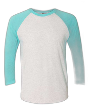 Load image into Gallery viewer, Tahiti Blue Sleeves/ Heather White Body — front · rembg