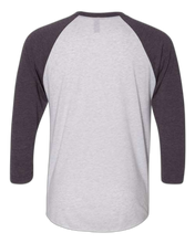 Load image into Gallery viewer, Vintage Purple Sleeves/ Heather White Body — back · rembg
