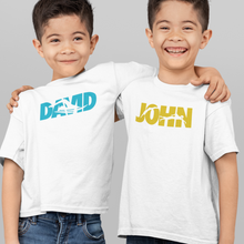 Load image into Gallery viewer, Custom Name T-Shirt with Knocked Out Swim Graphic
