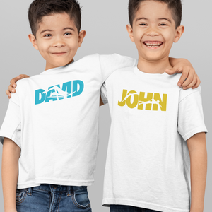 Custom Name T-Shirt with Knocked Out Swim Graphic